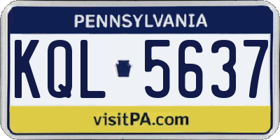 PA license plate KQL5637