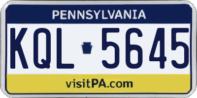 PA license plate KQL5645