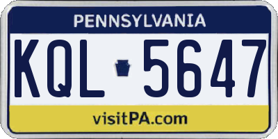 PA license plate KQL5647