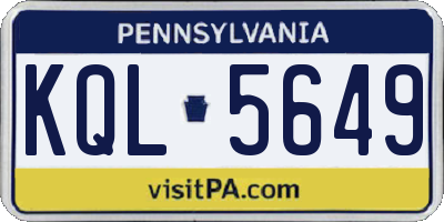 PA license plate KQL5649