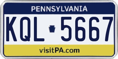 PA license plate KQL5667