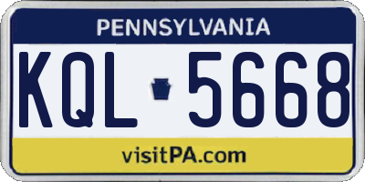 PA license plate KQL5668