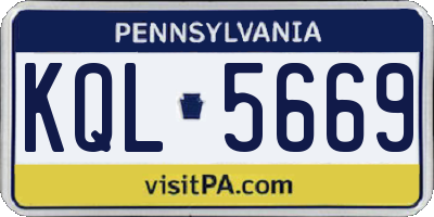 PA license plate KQL5669