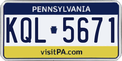 PA license plate KQL5671