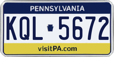 PA license plate KQL5672