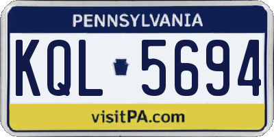 PA license plate KQL5694
