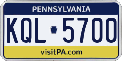 PA license plate KQL5700