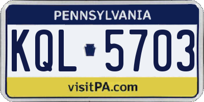PA license plate KQL5703