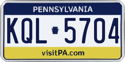 PA license plate KQL5704