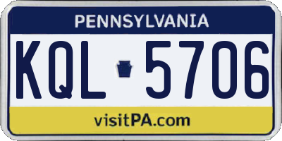 PA license plate KQL5706