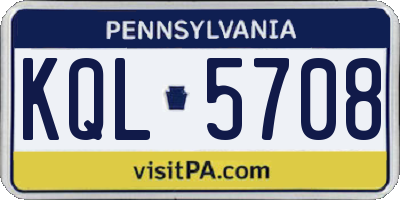 PA license plate KQL5708