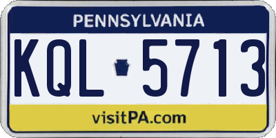 PA license plate KQL5713