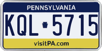 PA license plate KQL5715
