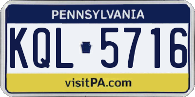 PA license plate KQL5716