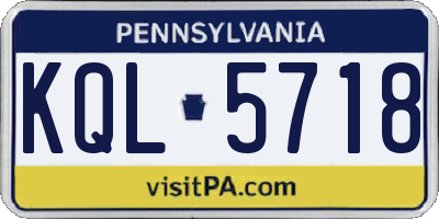 PA license plate KQL5718