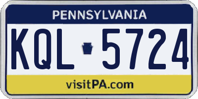 PA license plate KQL5724