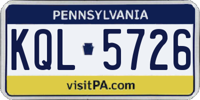 PA license plate KQL5726