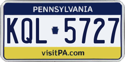 PA license plate KQL5727