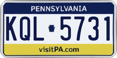 PA license plate KQL5731