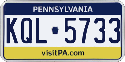 PA license plate KQL5733