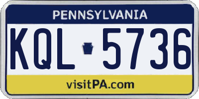 PA license plate KQL5736
