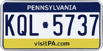 PA license plate KQL5737