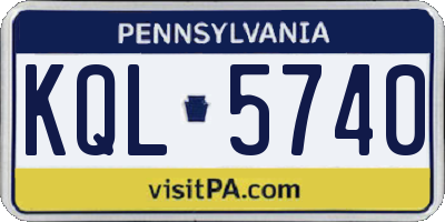 PA license plate KQL5740