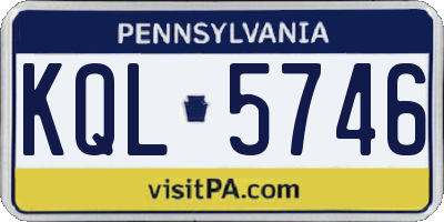 PA license plate KQL5746