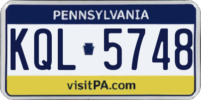 PA license plate KQL5748