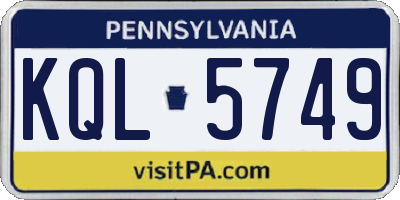 PA license plate KQL5749