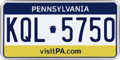 PA license plate KQL5750