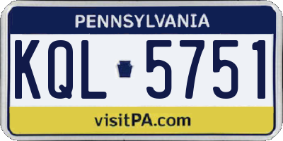 PA license plate KQL5751