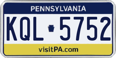PA license plate KQL5752