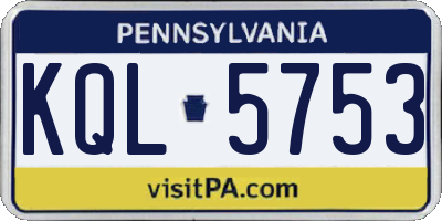 PA license plate KQL5753