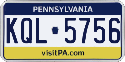 PA license plate KQL5756