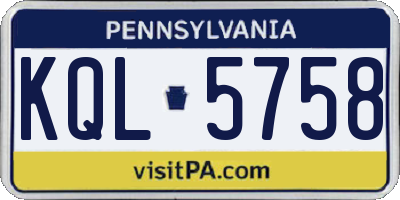 PA license plate KQL5758