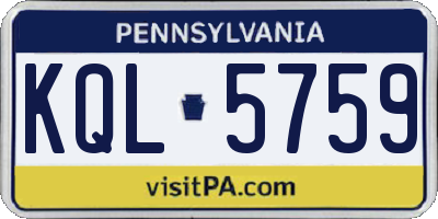 PA license plate KQL5759