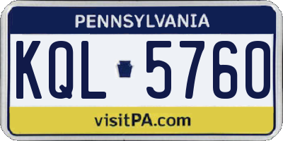 PA license plate KQL5760