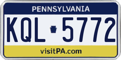 PA license plate KQL5772