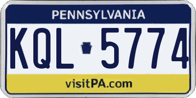PA license plate KQL5774