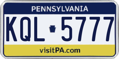 PA license plate KQL5777