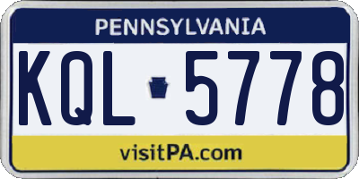 PA license plate KQL5778