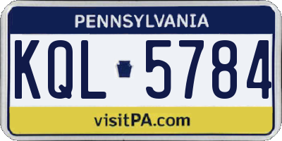 PA license plate KQL5784
