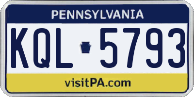 PA license plate KQL5793