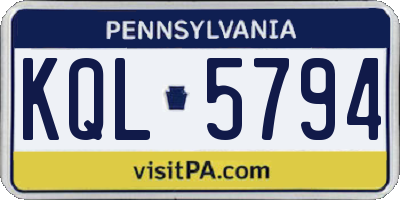 PA license plate KQL5794