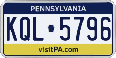 PA license plate KQL5796
