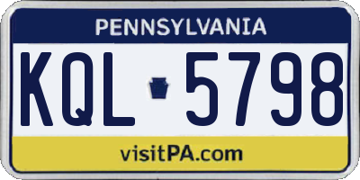 PA license plate KQL5798