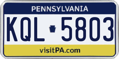 PA license plate KQL5803