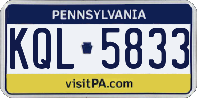 PA license plate KQL5833