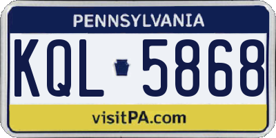 PA license plate KQL5868